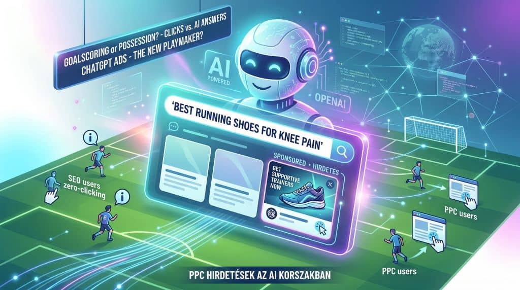 chat gpt hirdetések egy focipályán, robottal